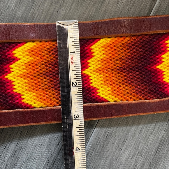 Vintage Wide Embroidered Brown Leather Southwestern Style Corset Belt - Picture 8 of 9